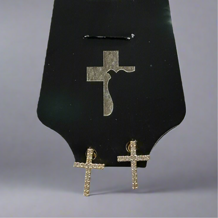 Diamond Cross Stud Earrings