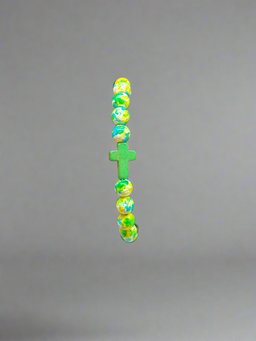 Multicolor Beaded Cross Bracelet