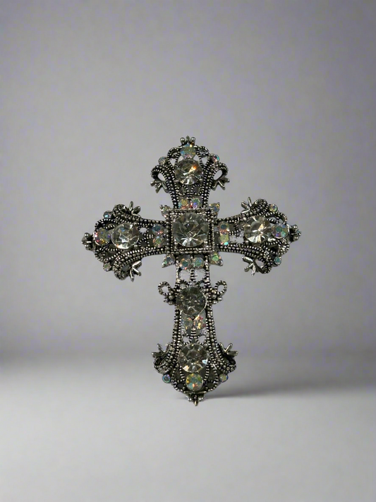 Silver cross pin
