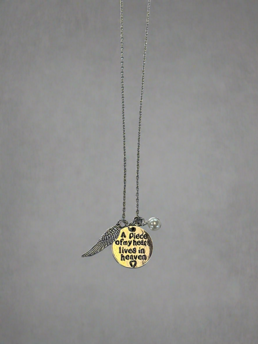 Silver “ Apiece of my heart lives in heaven” necklace