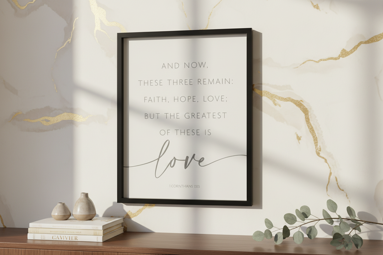 Wall Decor: “And Now, These Three Things remain:Faith,Hope,Love; But the Greatest of These is Love