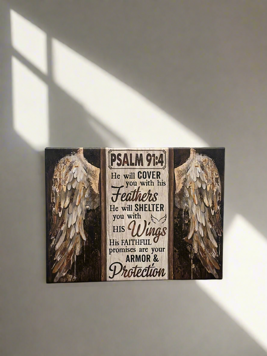 Wooden Canvas Angel Wings 11x15