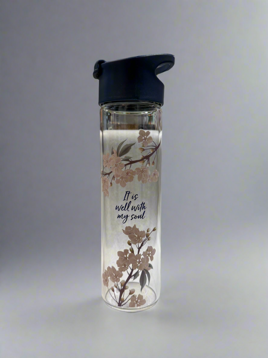 It Is Well With My Soul Glass Water Bottle