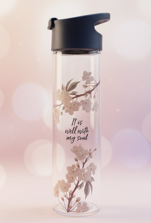 It Is Well With My Soul Glass Water Bottle