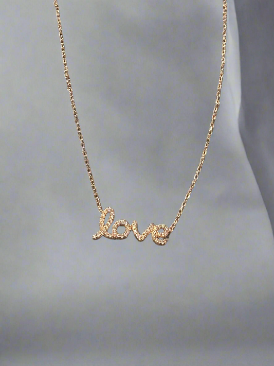 Rose Gold Mini “Love” diamond necklace