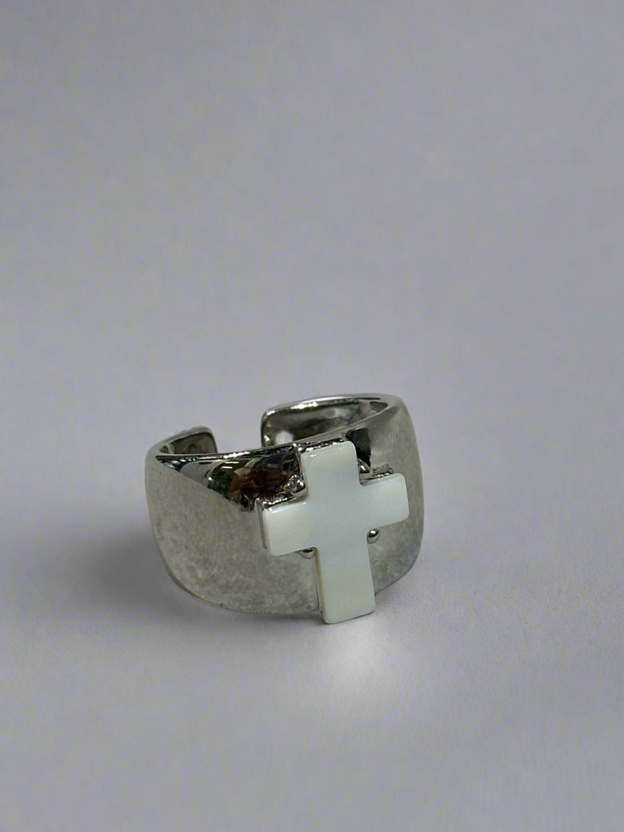 White Cross Ring