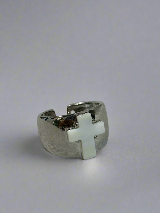 White Cross Ring