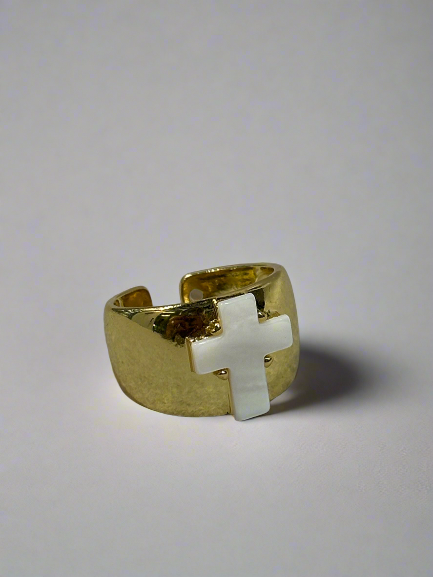 White Cross Ring