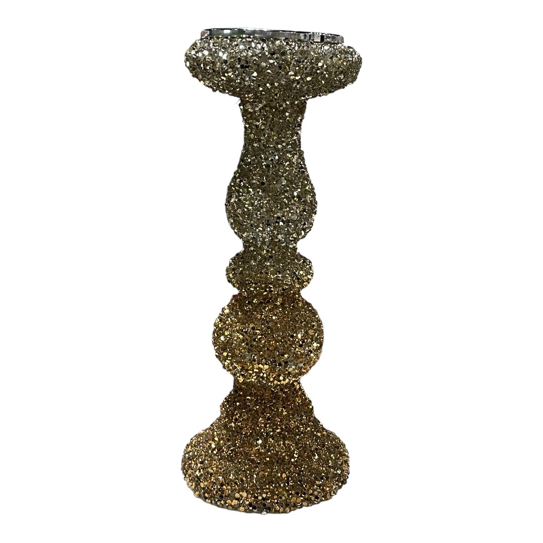 Silver glitter candle holder