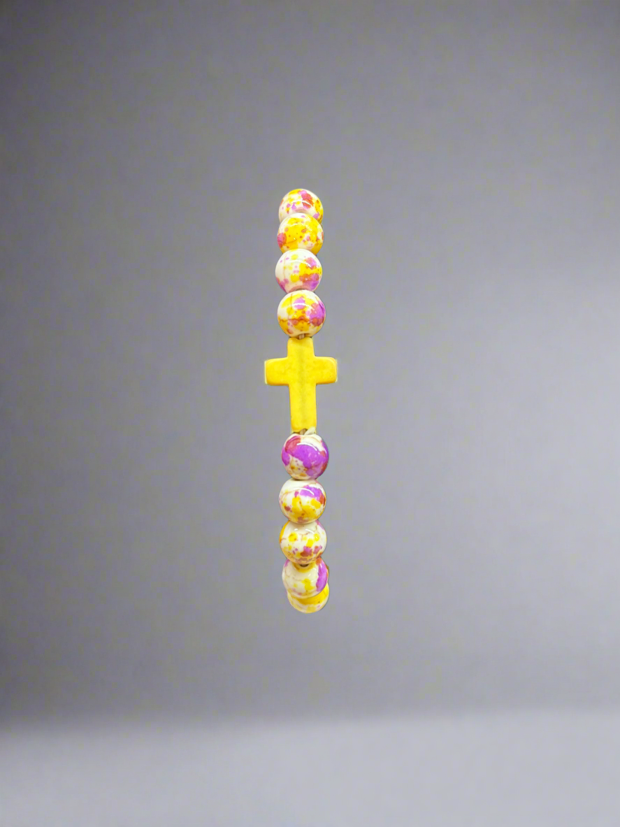 Multicolor Beaded Cross Bracelet