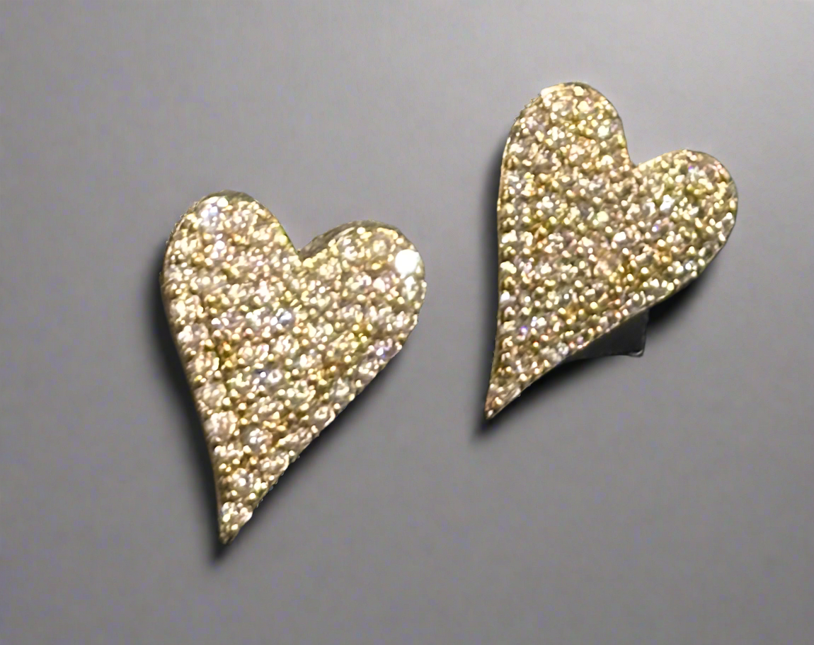 Diamond Heart Stud Earrings