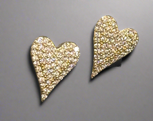 Diamond Heart Stud Earrings