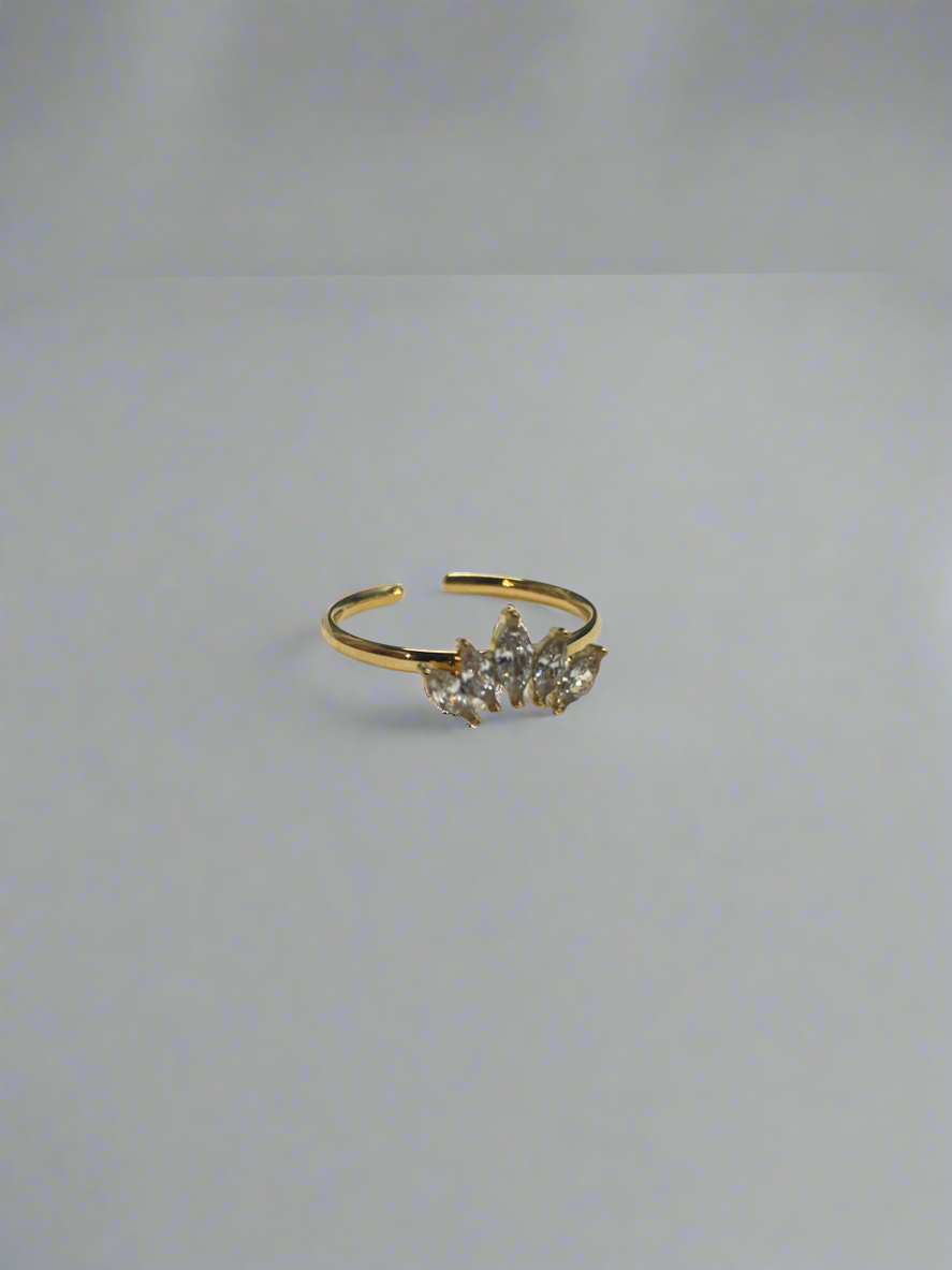 Gold Jeweled Crown Adjustable Ring