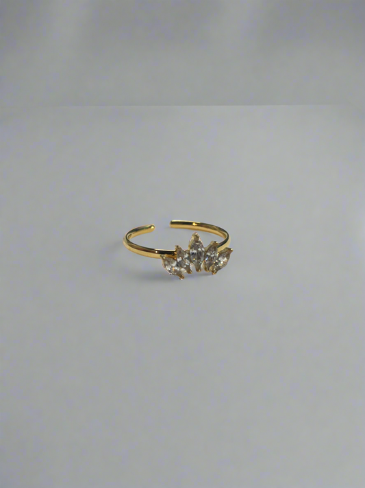 Gold Jeweled Crown Adjustable Ring