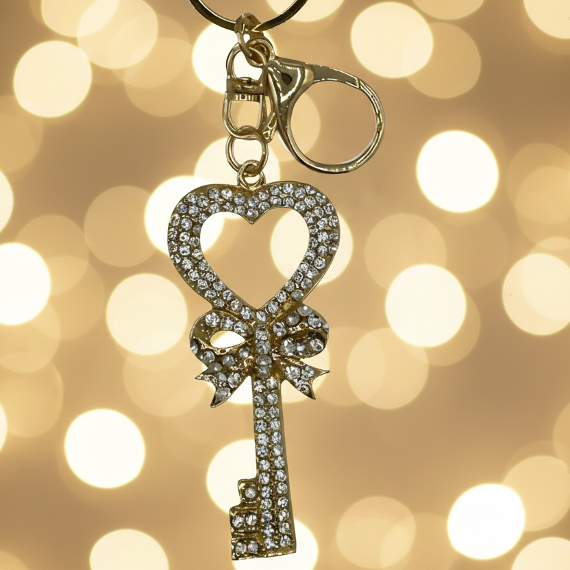 Keychain: Diamond Bow/heart