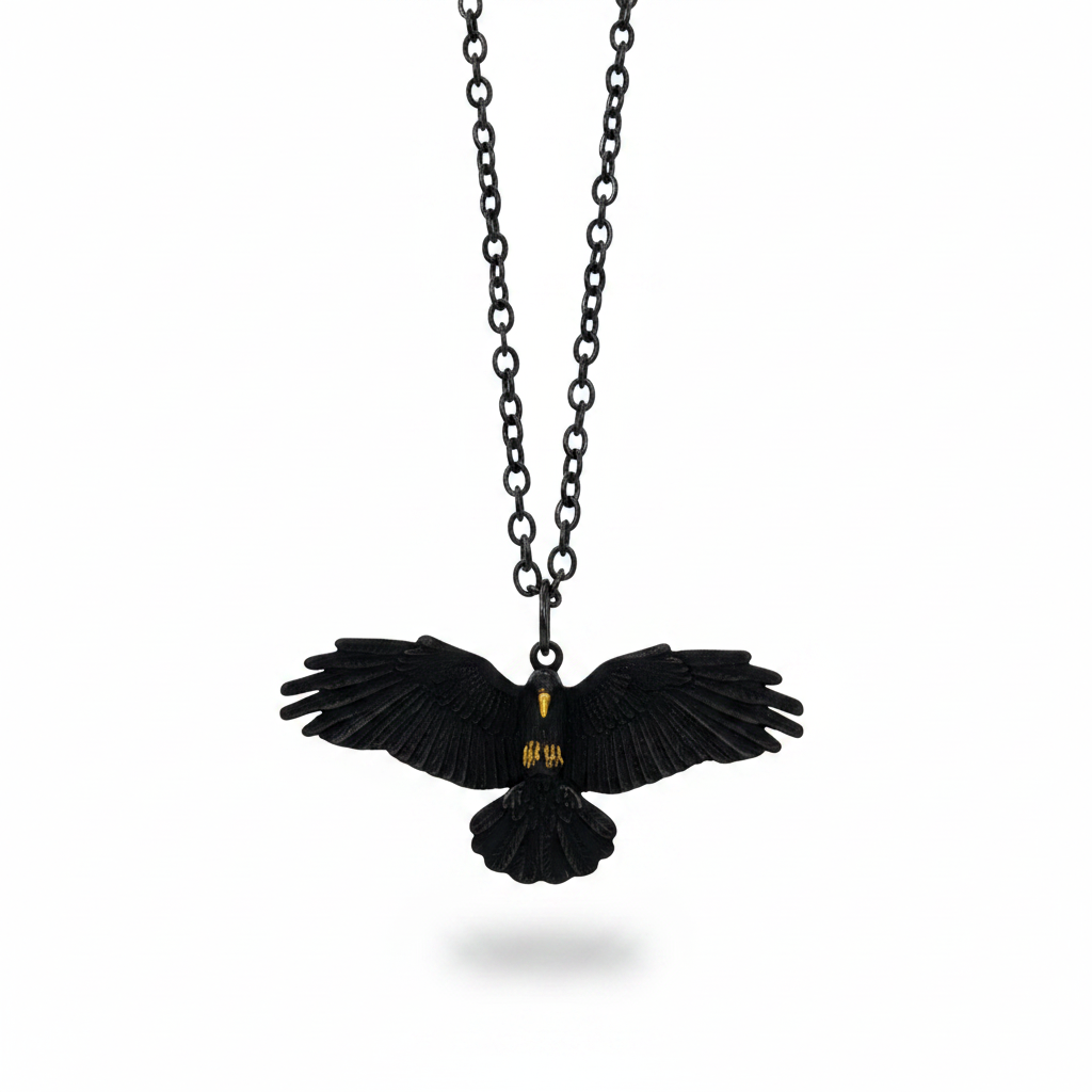 Necklace: Men’s Black Flying Eagle