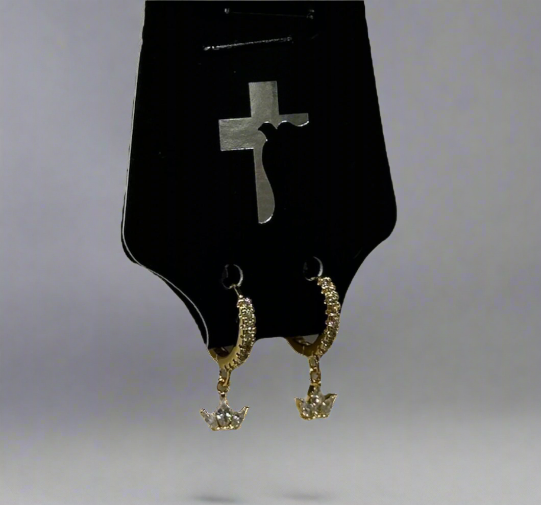 Small Diamond Point Crown Earrings
