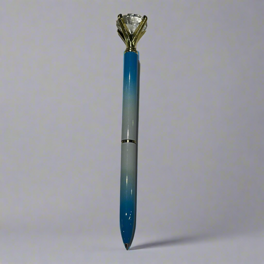 Blue diamond top pen