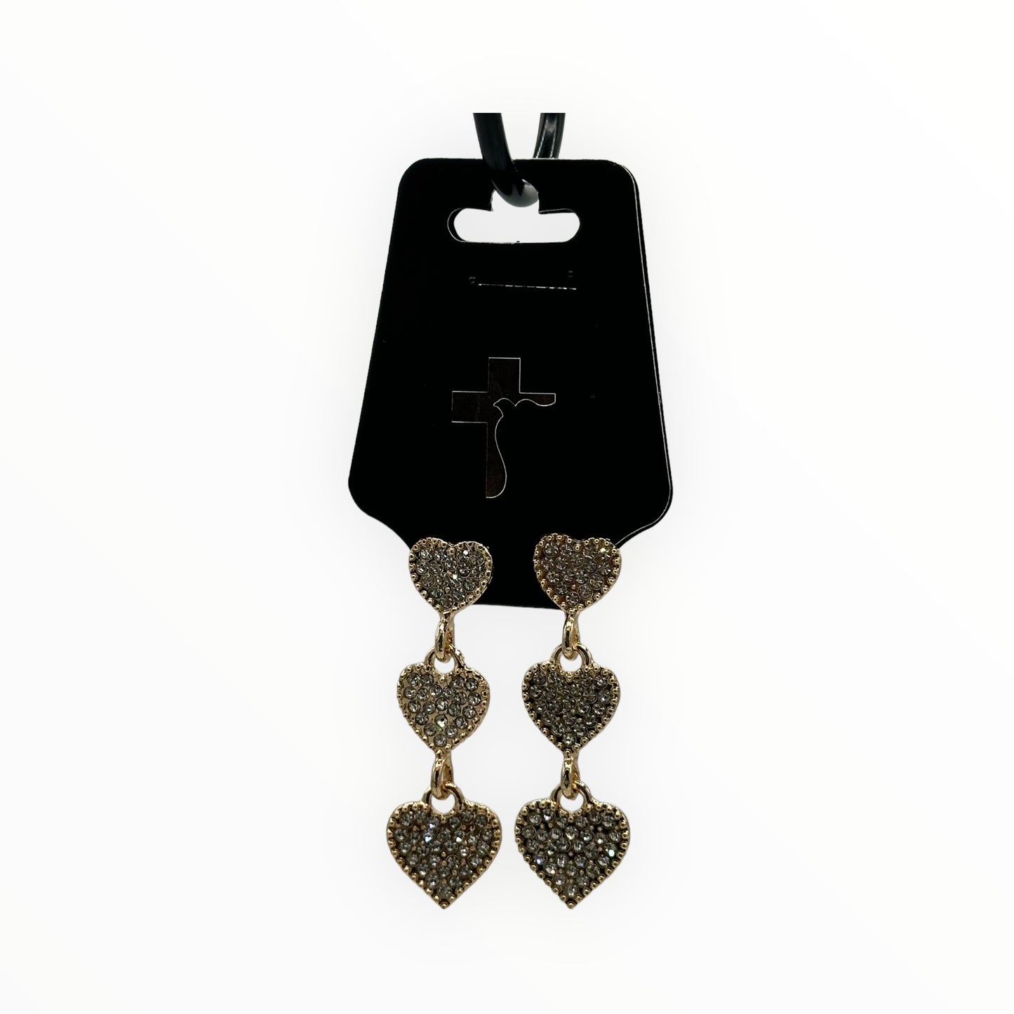 Triple Heart Dangling Earrings