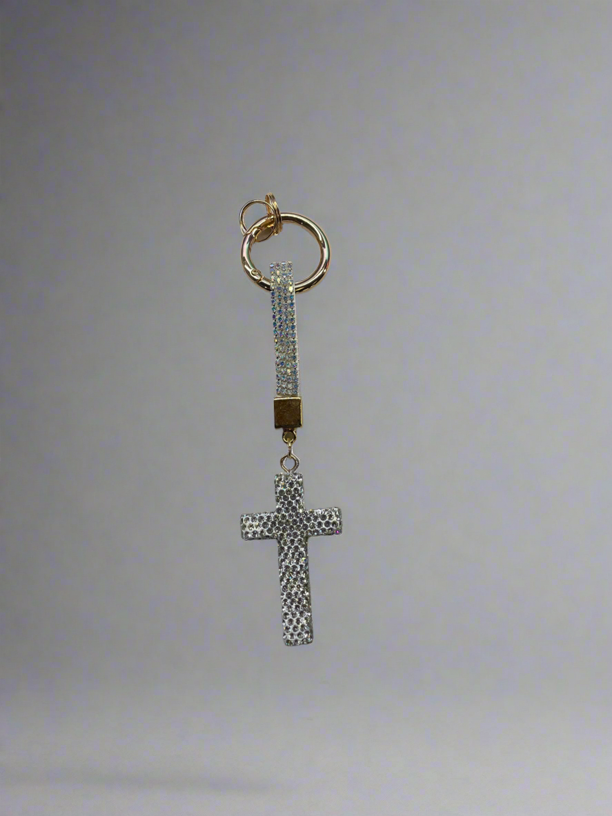 Rhinestone Cross Keychain
