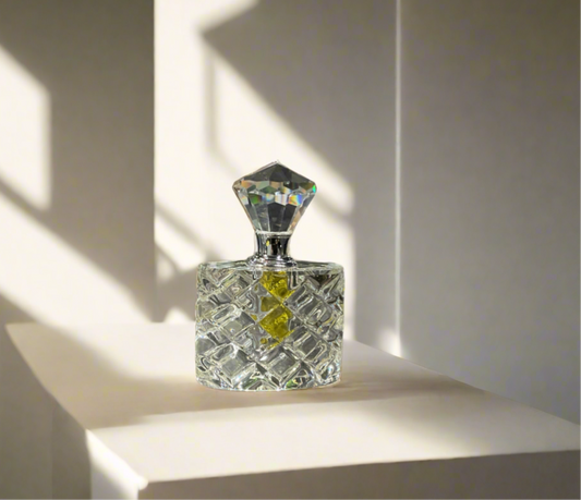 Diamond cut crystal bottle healing oil