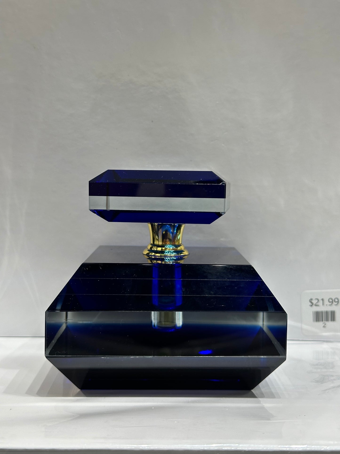 Blue square top crystal healing oil
