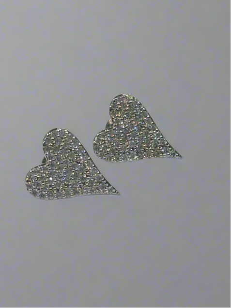 Diamond Heart Stud Earrings