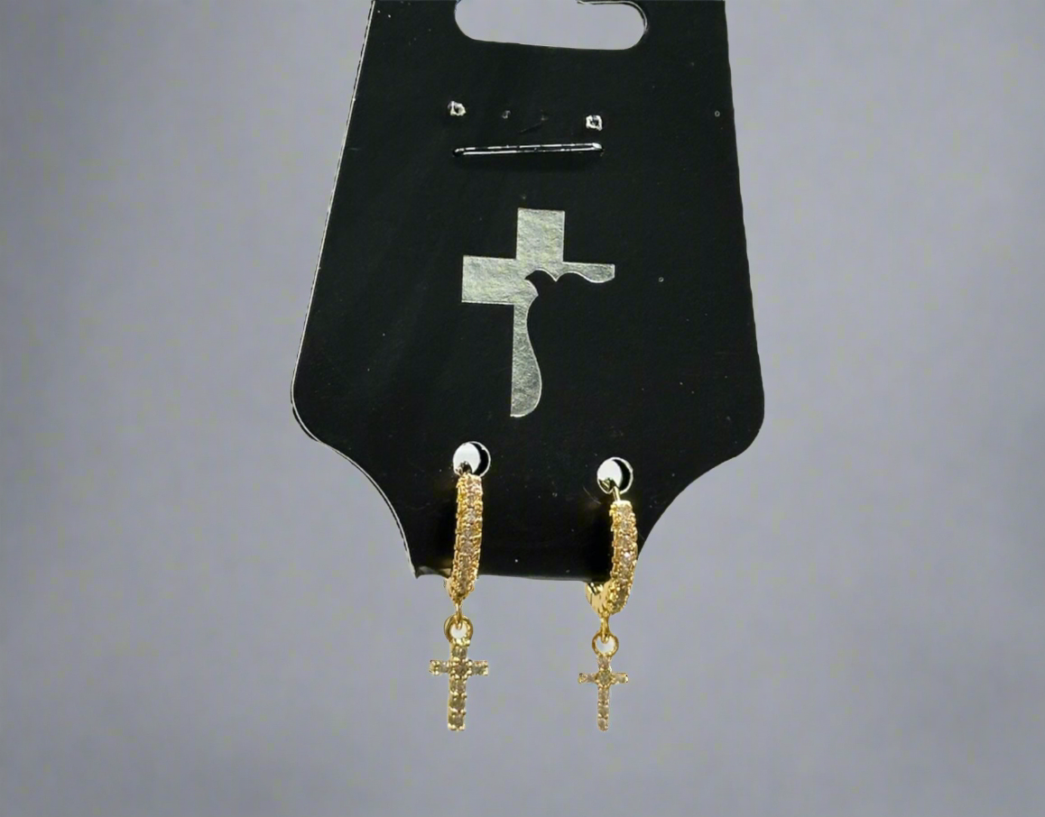 Cross Petite Hoop Earrings