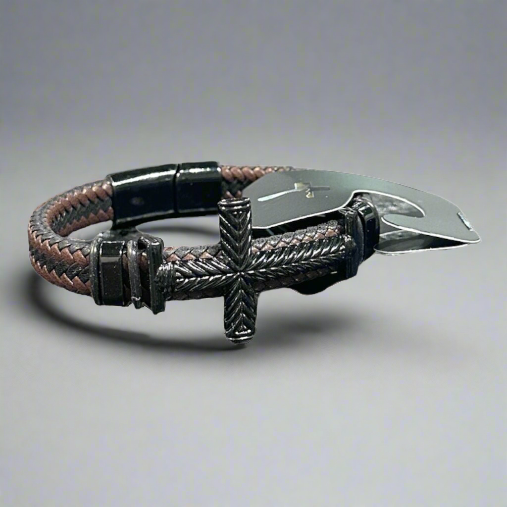 Magnetic Braided Cross Bracelet