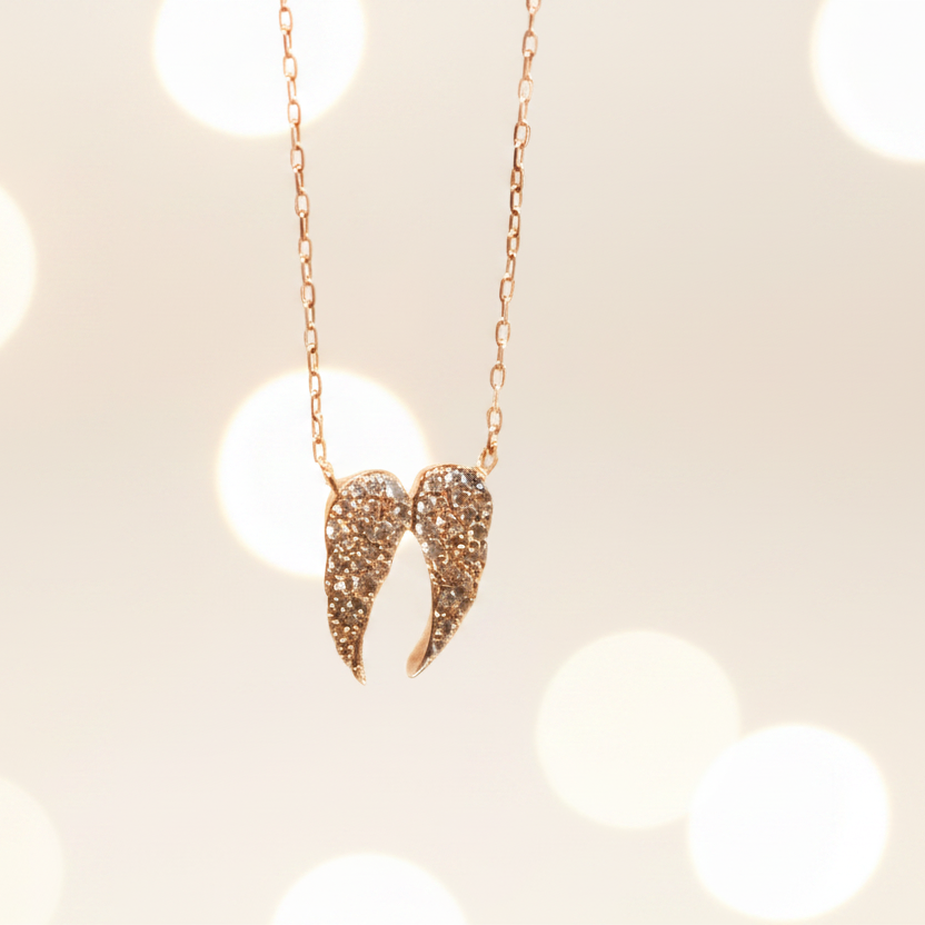 Necklace: Rose Gold Mini Angel Wings