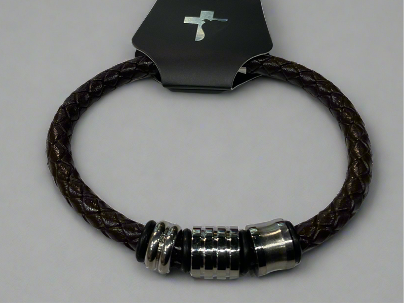 Silver Leather Bangle