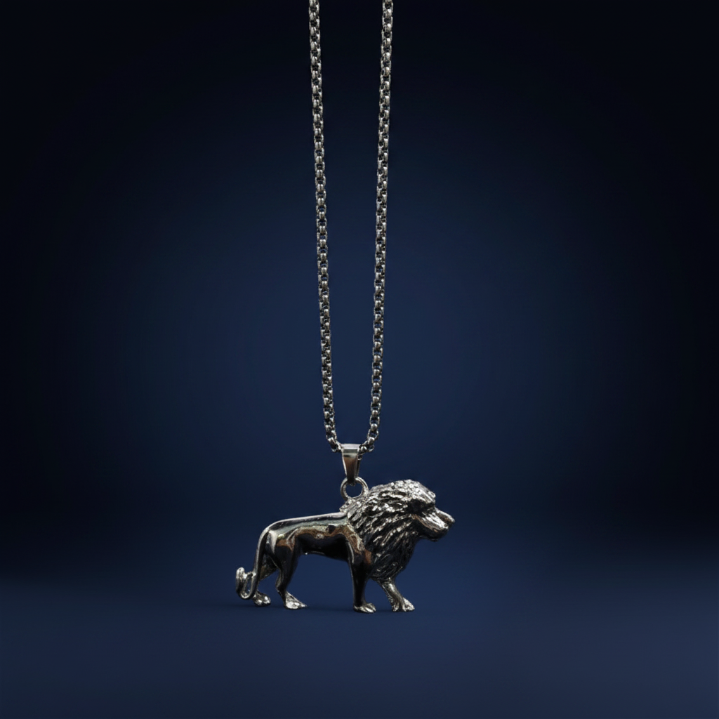 Men’s Silver Walking Lion Necklace