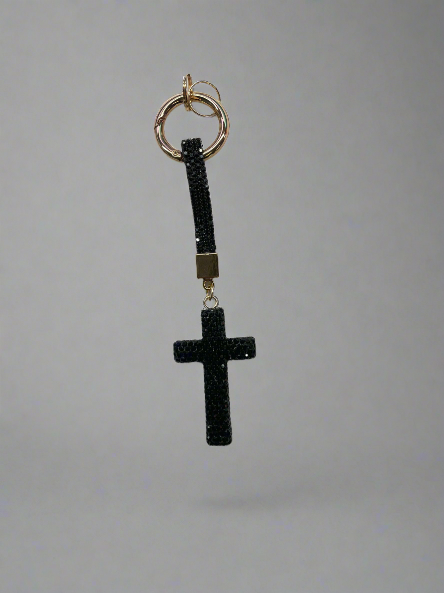 Rhinestone Cross Keychain