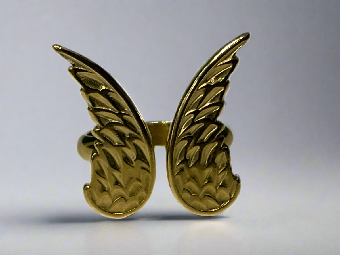 Gold Angel Wing Ring