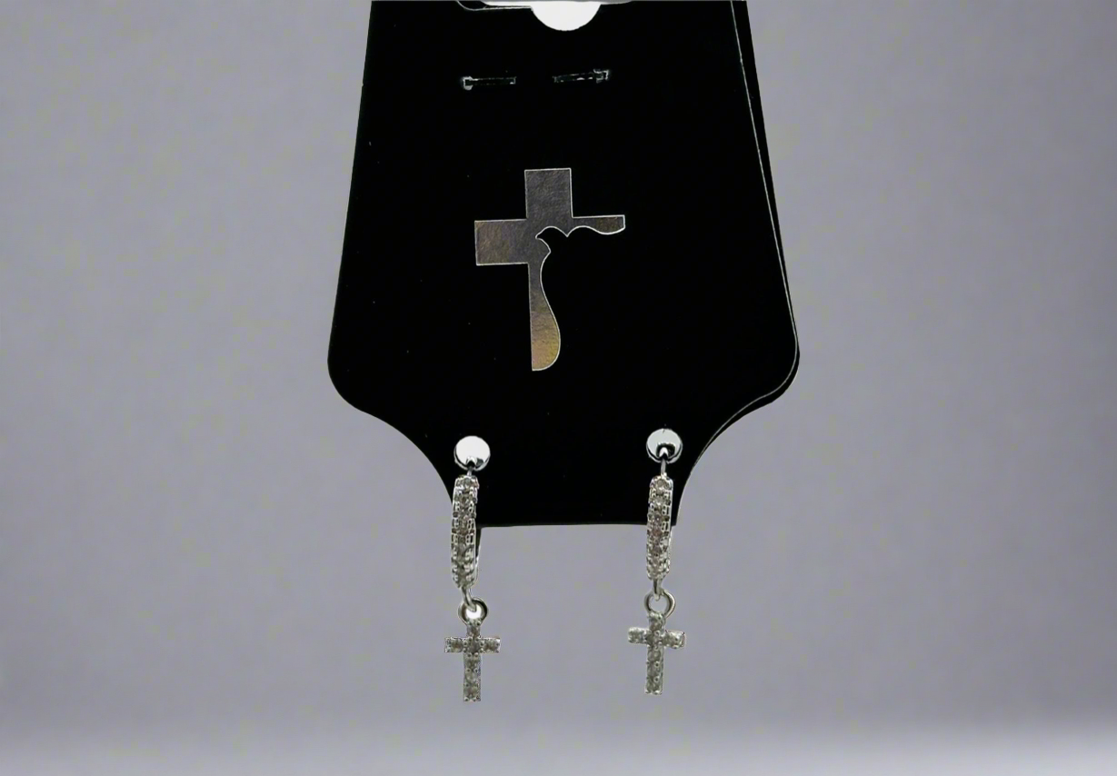 Cross Petite Hoop Earrings