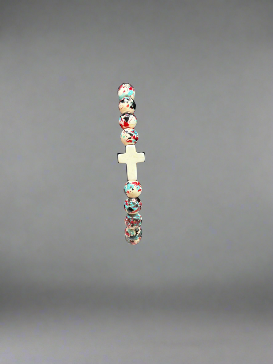 Multicolor Beaded Cross Bracelet