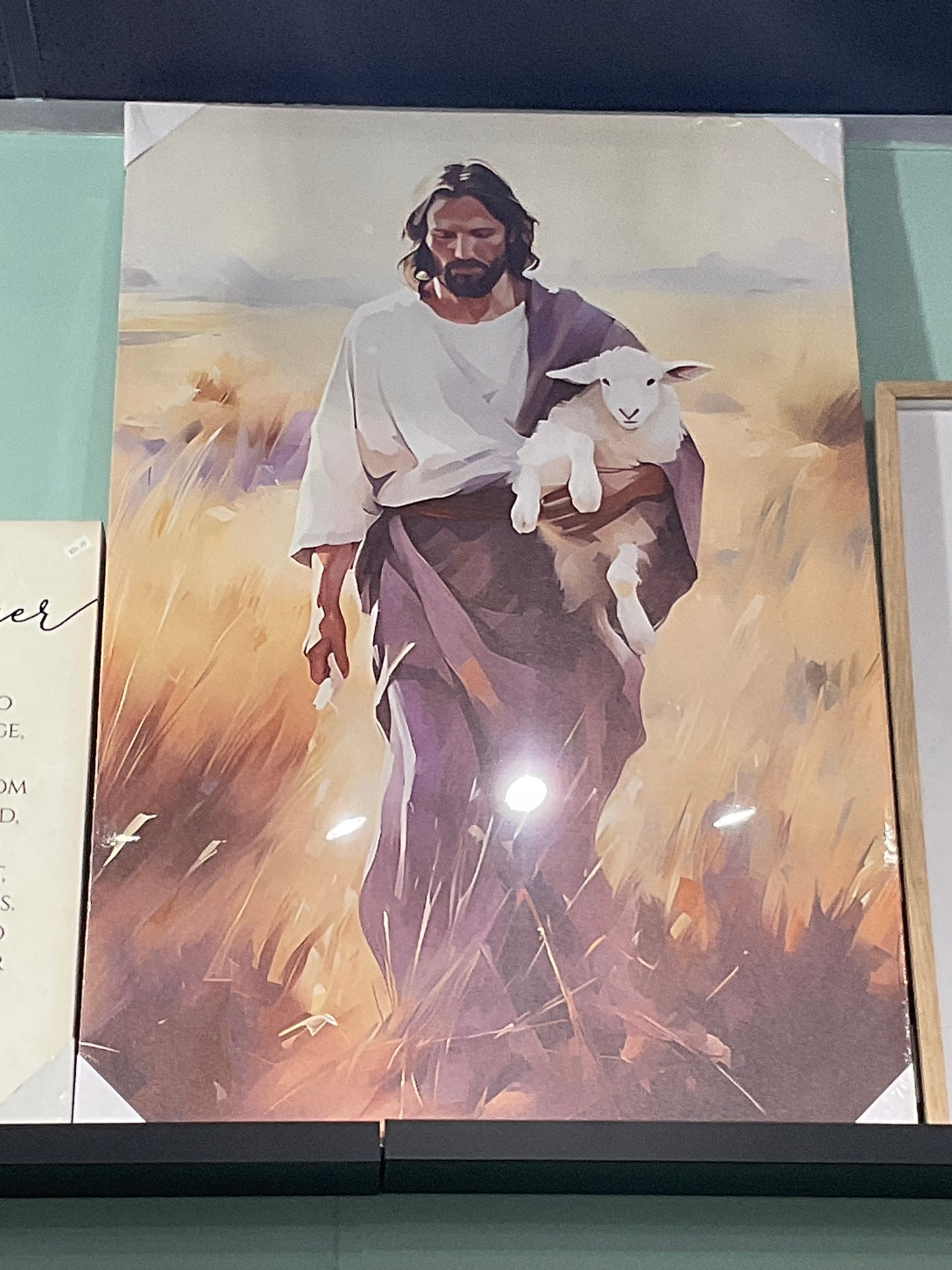 Jesus holding lamb wall decor