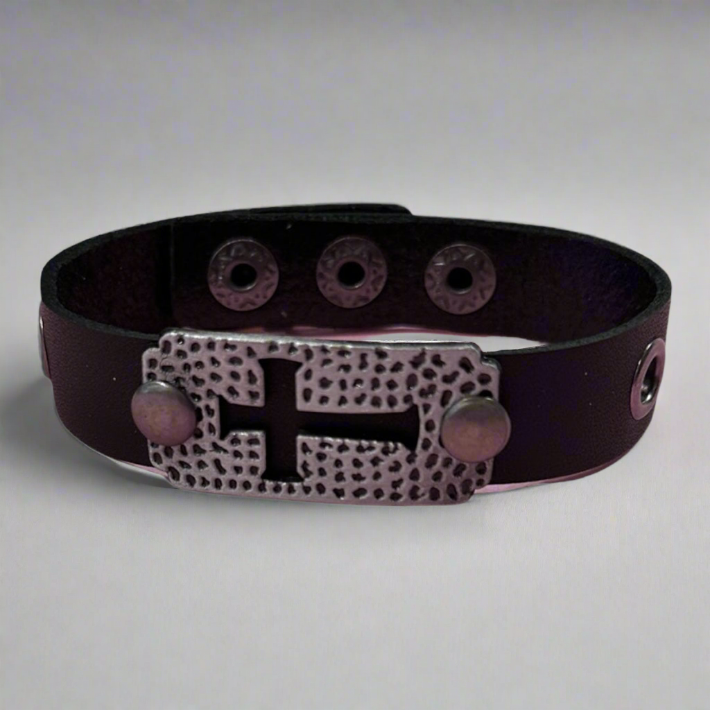 Leather cross bracelet