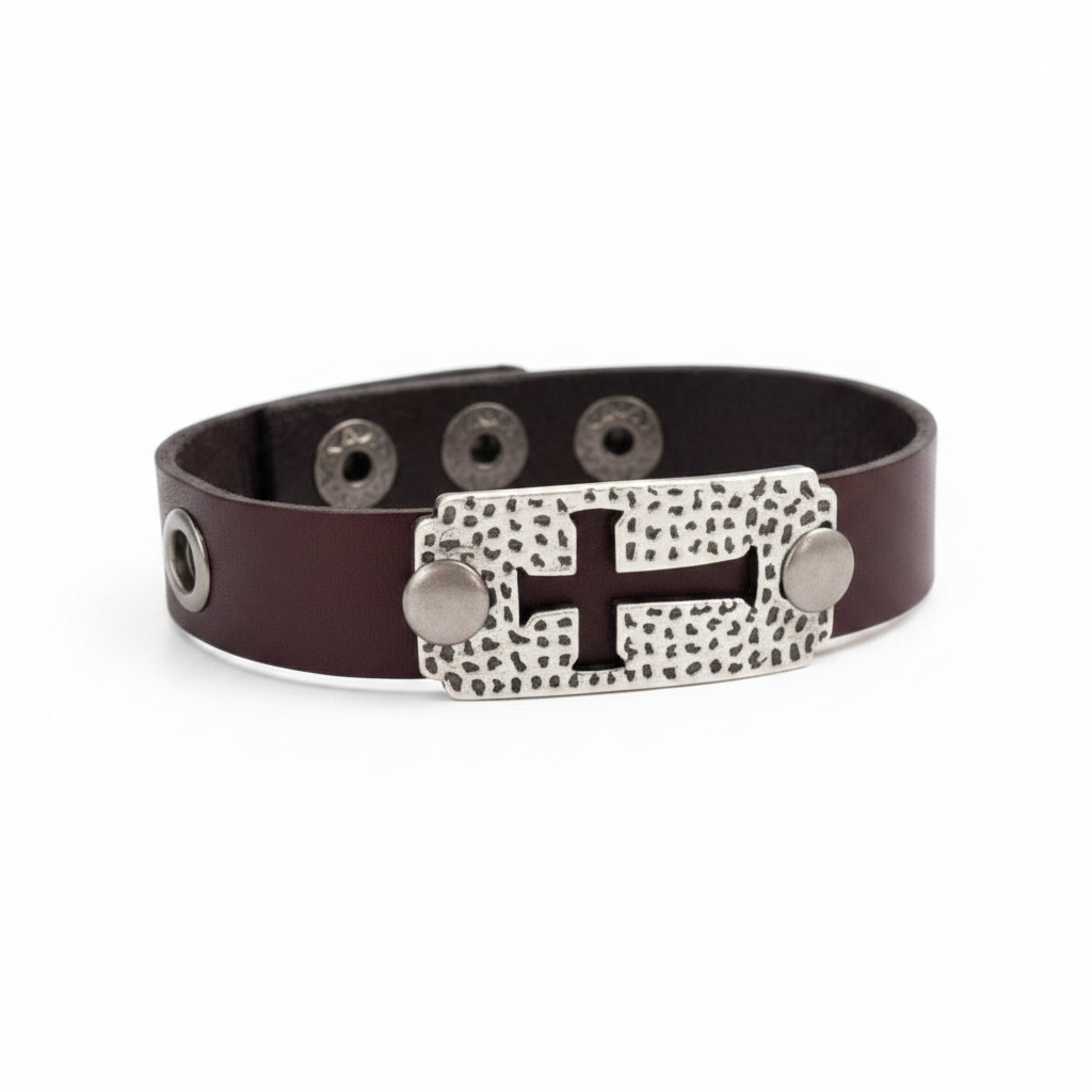 Leather cross bracelet