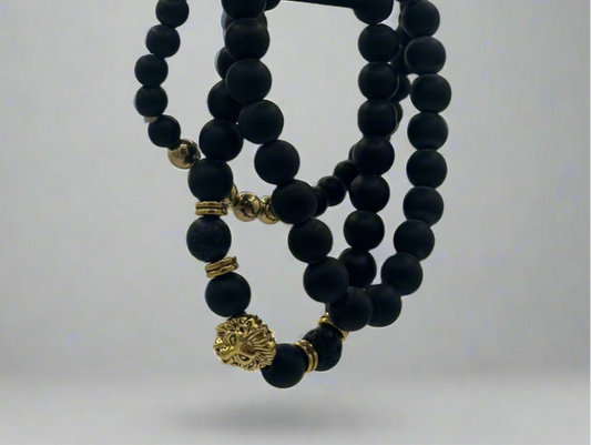 Black & Gold Men’s 3pcs Bracelet