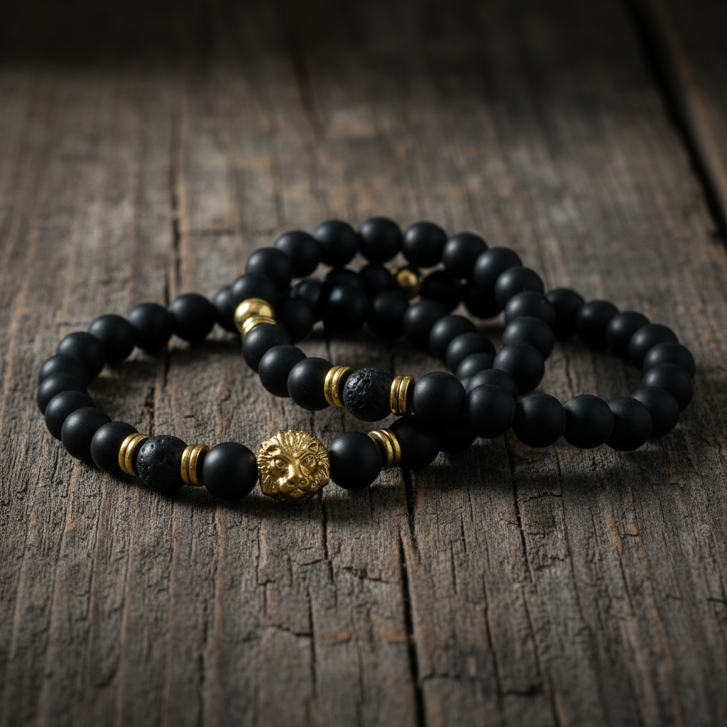 Black & Gold Men’s 3pcs Bracelet