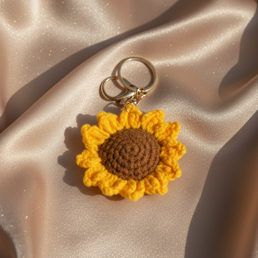 Keychain: Crochet Sunflowers