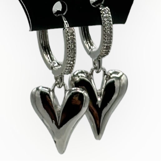Small Diamond Heart Earrings