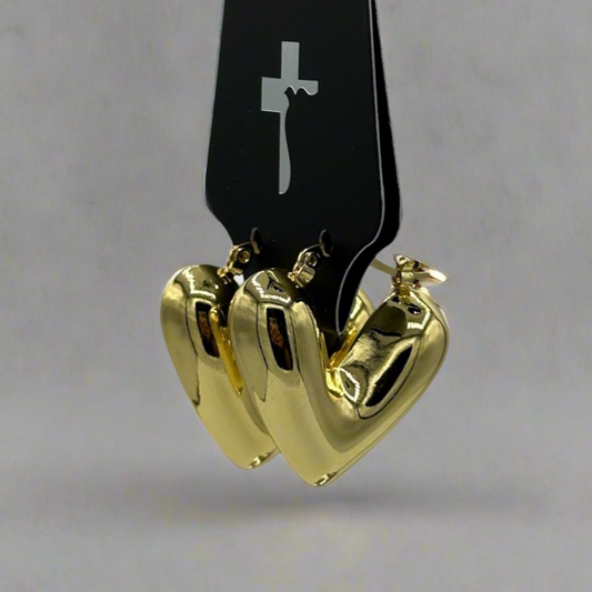 Gold Large Heart Earrings