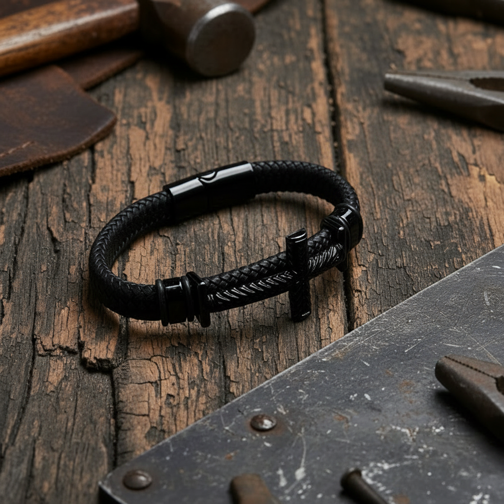 Magnetic Braided Cross Bracelet