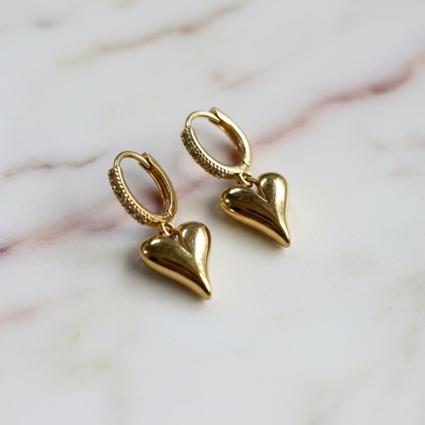 Small Diamond Heart Earrings