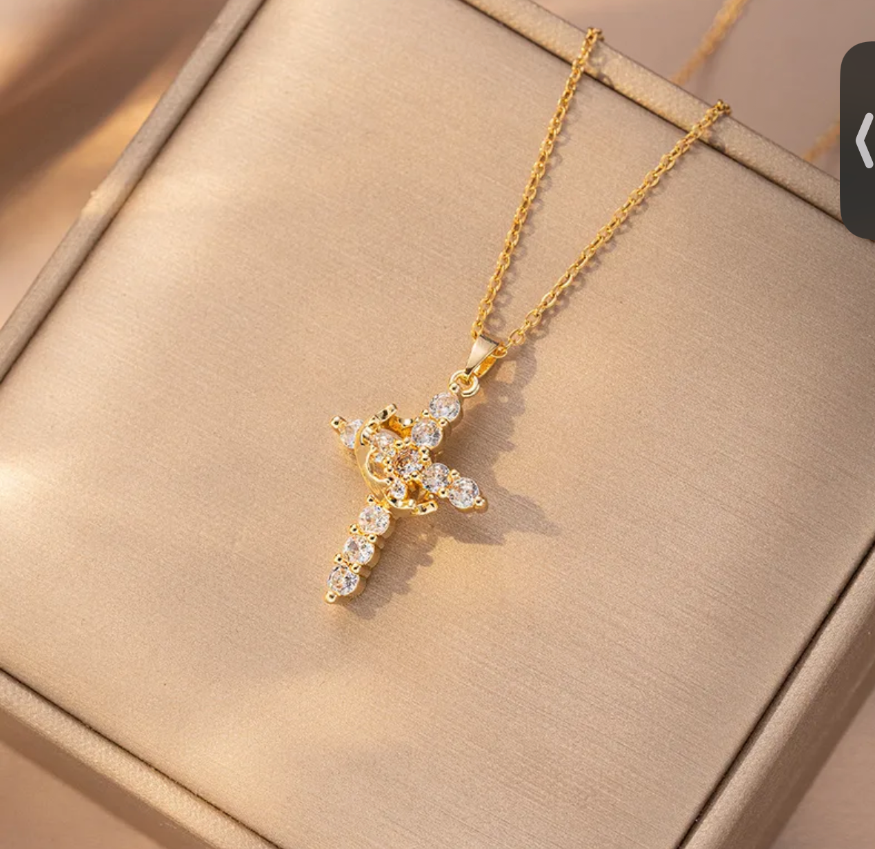 Necklace: Rotatable Crown Cross
