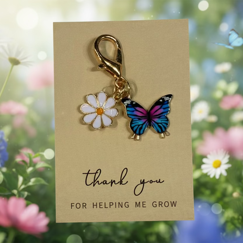 Purse charm: “Thank you for Helping me grow”