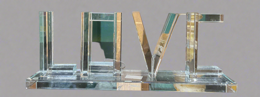 Glass LOVE table decor