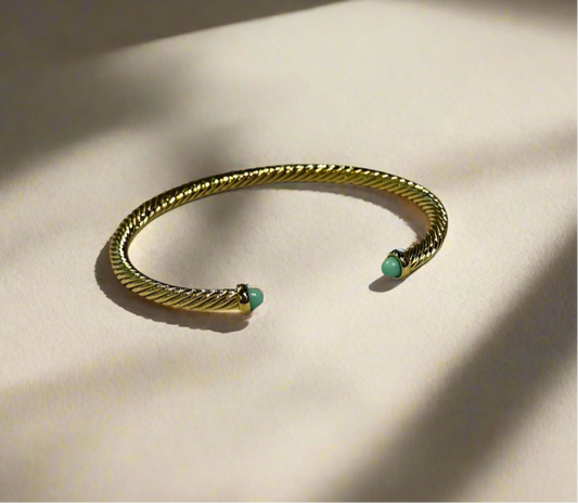 Bracelet: Gold Jeweled Open Bangle